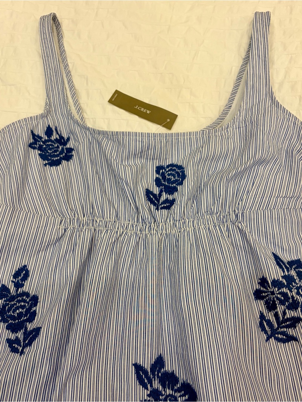 NWT J.Crew Tall Scoopback Mini Dress in Embroidered Floral Stripe - Picture 6 of 7